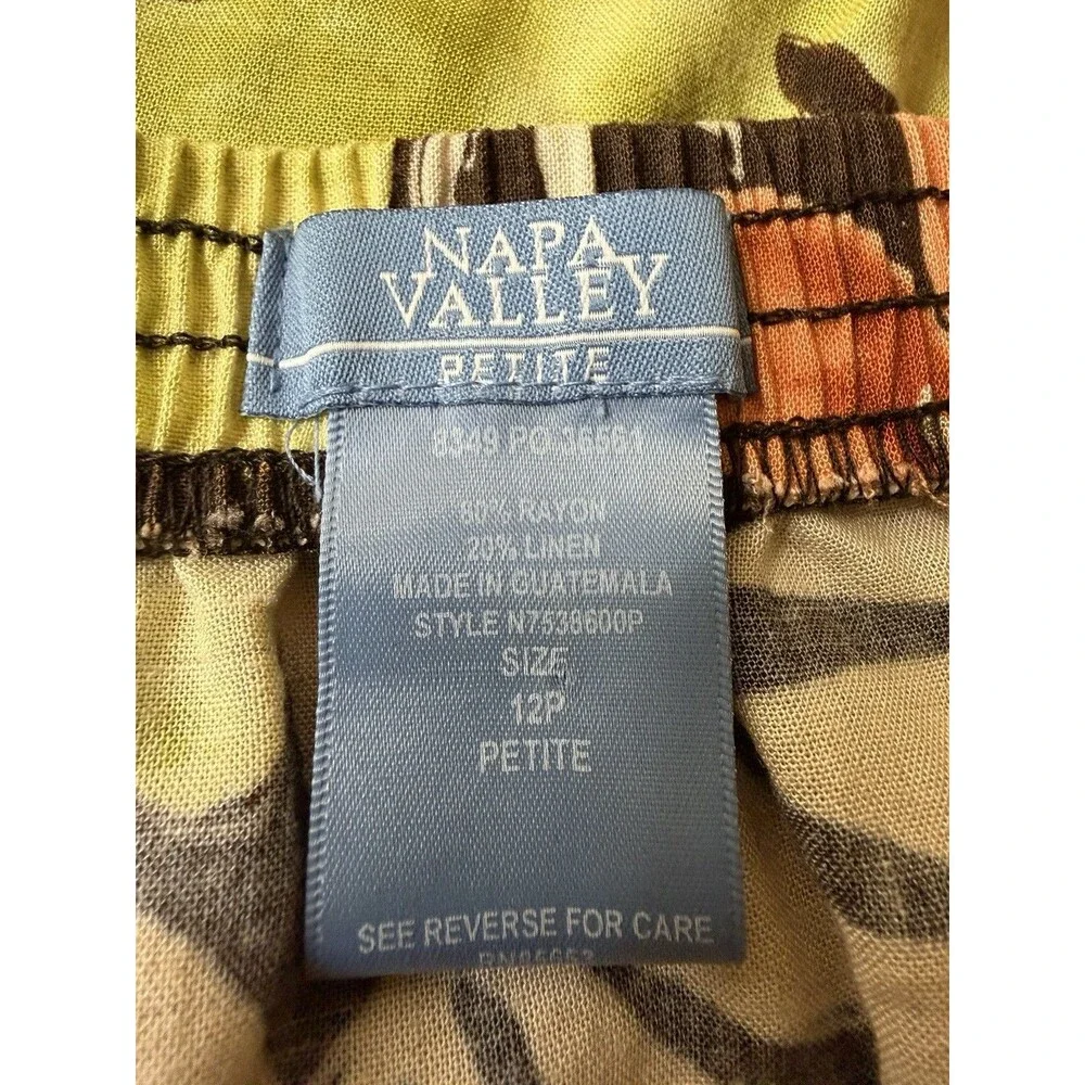 Napa Valley Midi Skirt Womens 12 Petite Floral Linen Blend Flowy Coconut Girl